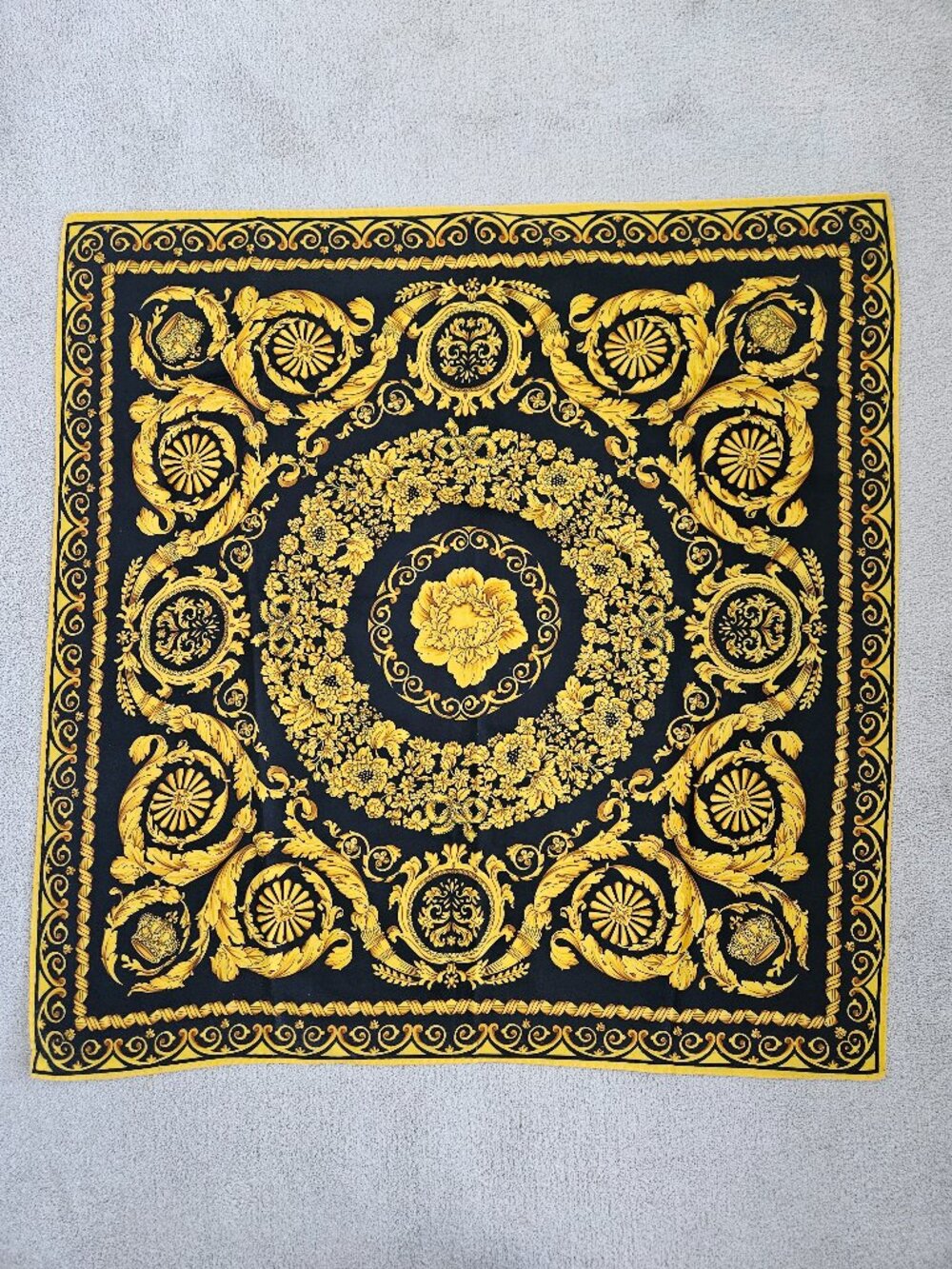 Gold and black square scarf 90cms